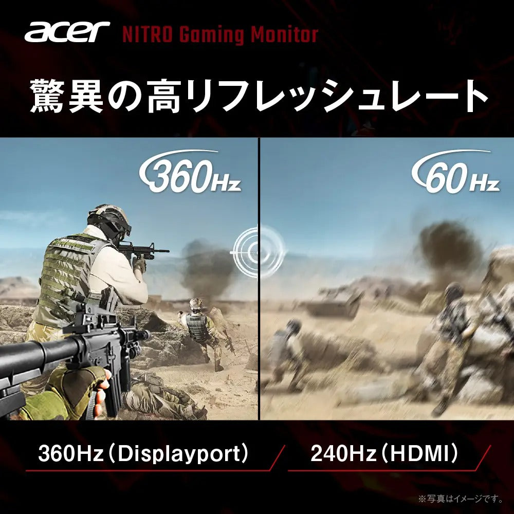 Acer Nitro ゲーミングモニター 27インチ フルHD IPS 非光沢 360Hz 0.5ms sRGB 99% Delta E<2 AMD FreeSync Premium HDR400 HDMI 2.0 DisplayPort 1.4 PIP/PBP 高さ調整 ピボッド機能 ヘッドホン端子 XV275Fymiiprx