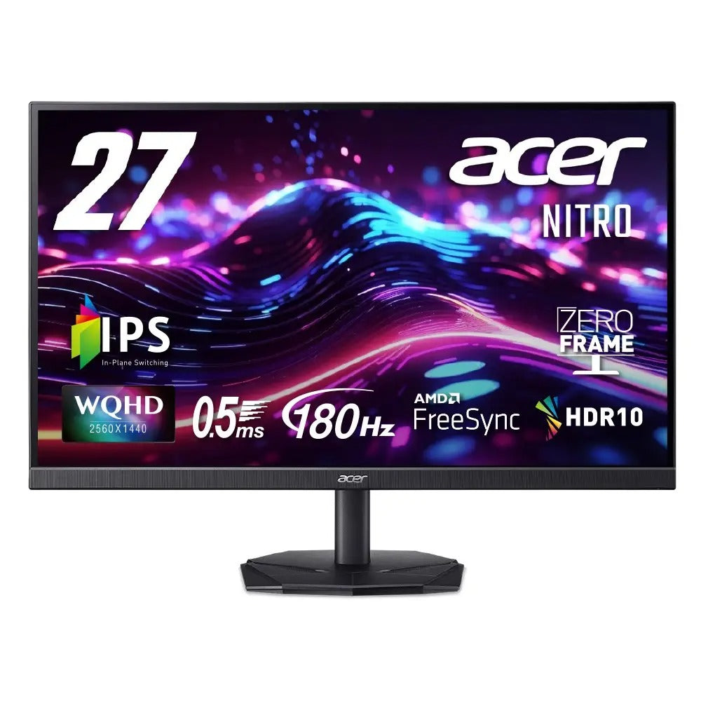 Acer Nitro ゲーミングモニター 27インチ IPS WQHD 非光沢 180Hz 0.5ms DCI-P3 95% VRB機能 HDR10 AMD FreeSync HDMI 2.0 DisplayPort v1.2 スピーカー・ヘッドホン端子搭載 ゼロフレームデザイン KG271UN3bmiipx