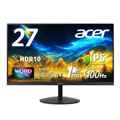 Acer スタンダードモニター 27インチ WQHD 2560×1440 IPS 100Hz 1ms HDMI2.0 スピーカー ヘッドホン端子 SA272UEbmiipx