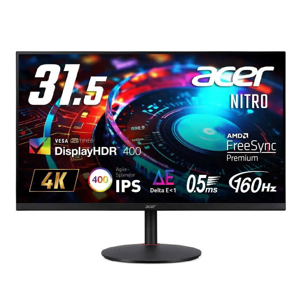 Acer Nitro ゲーミングモニター 31.5インチ 4K 高速IPS 非光沢 160Hz 0.5ms DCI-P3 95% Delta E<1 AMD FreeSync Premium VESA DisplayHDR 400 HDMI 2.1 DisplayPort1.4 スピーカー内蔵 ヘッドホン端子 VESAマウント対応 高さ調節 XV322QKV3bmiiphx