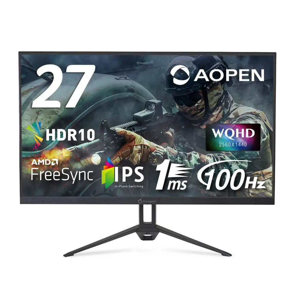 AOPEN ゲーミングモニター 27インチ WQHD IPS 1ms 100Hz HDMI2.0 DisplayPort スピーカー ヘッドホン端子 27KG3UEbmiipx