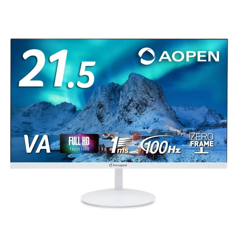 AOPEN モニター 21.5インチ フルHD 非光沢 広視野角VA 100Hz 1ms(TVR) AdaptiveSync HDMI 1.4 ミニD-Sub 15ピン スピーカー・ヘッドホン端子 ゼロフレームデザイン ホワイト 22SB2QHwmix