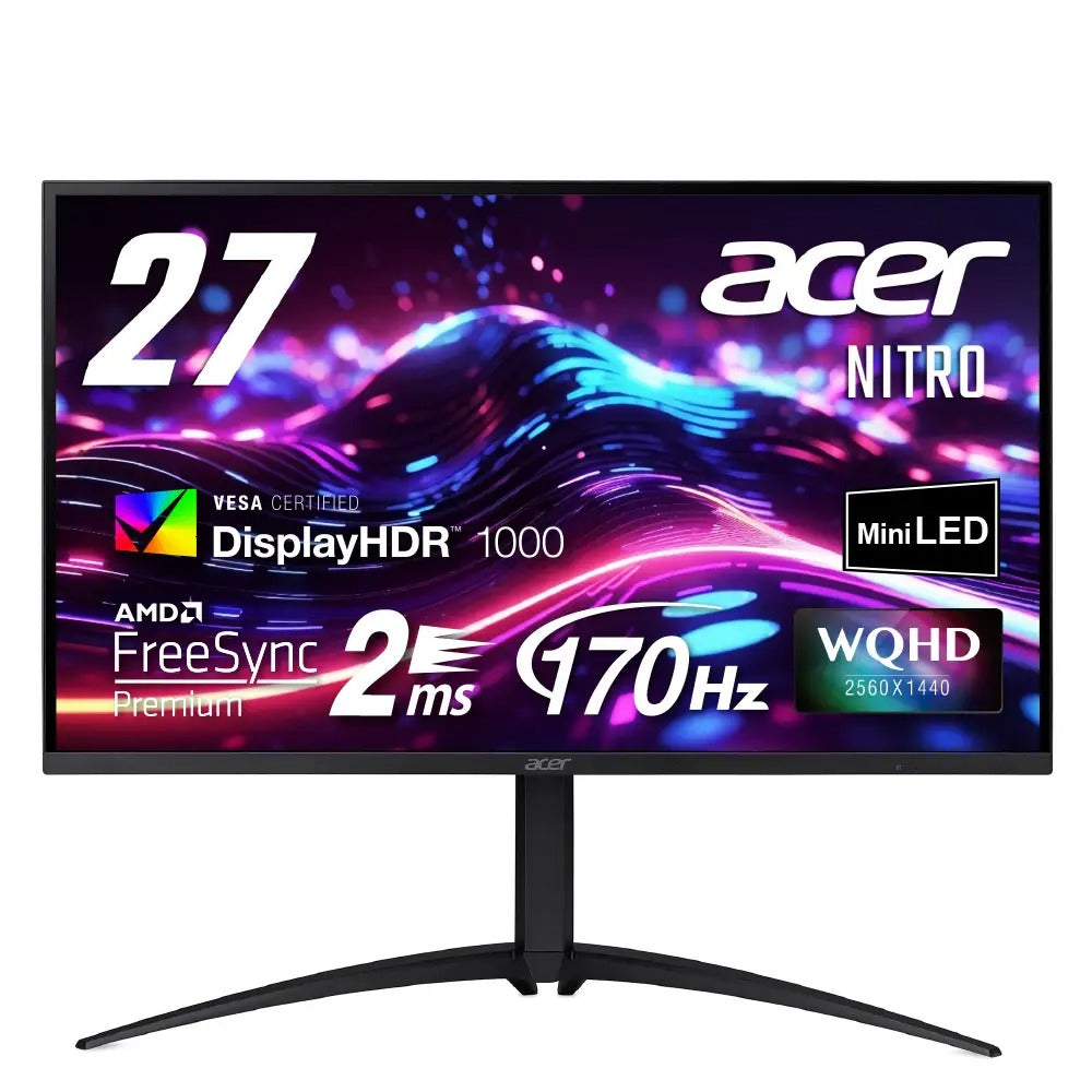 Acer Nitro ゲーミングモニター 27インチ MiniLED WQHD VA 170Hz 2ms DeltaE<2 HDMI2.1 DisplayPort1.4 高さ調整 HDR1000 ヘッドホン端子 XV275UP3biiprx