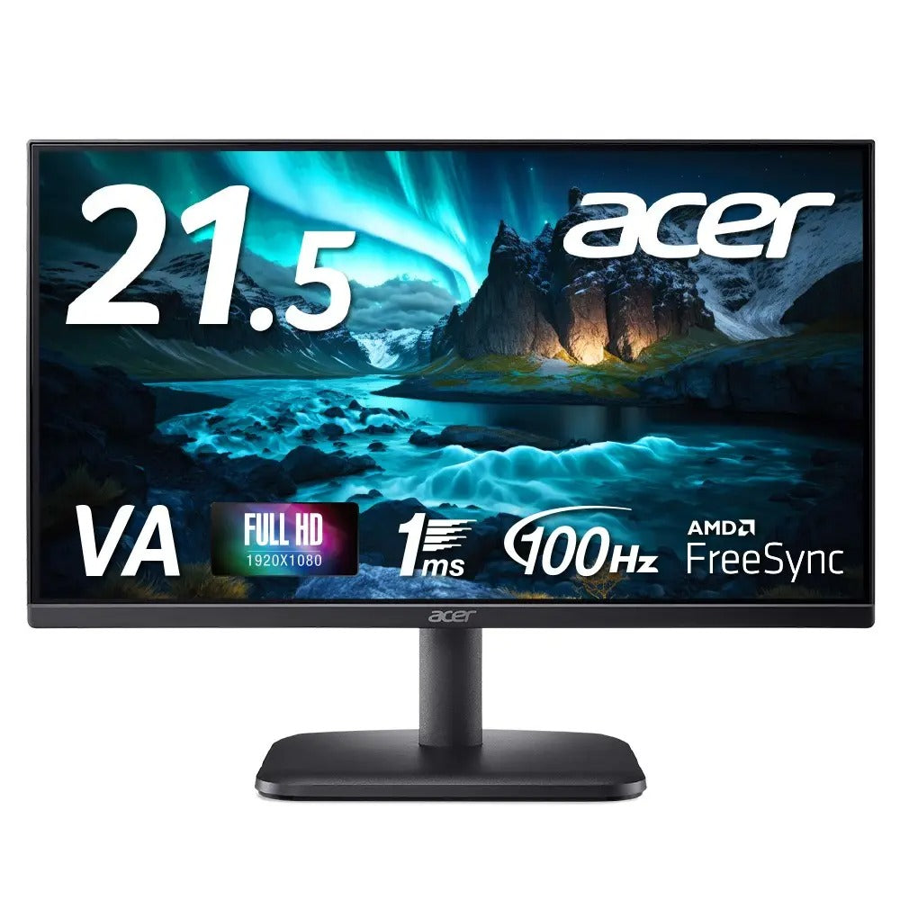 Acer モニター 21.5インチ フルHD 非光沢 VA 100Hz 1ms(VRB) sRGB 99% AMD FreeSync HDMI 1.4 ミニD-Sub 15ピン スピーカー・ヘッドホン端子非搭載 VESAマウント対応 EK221QHbi