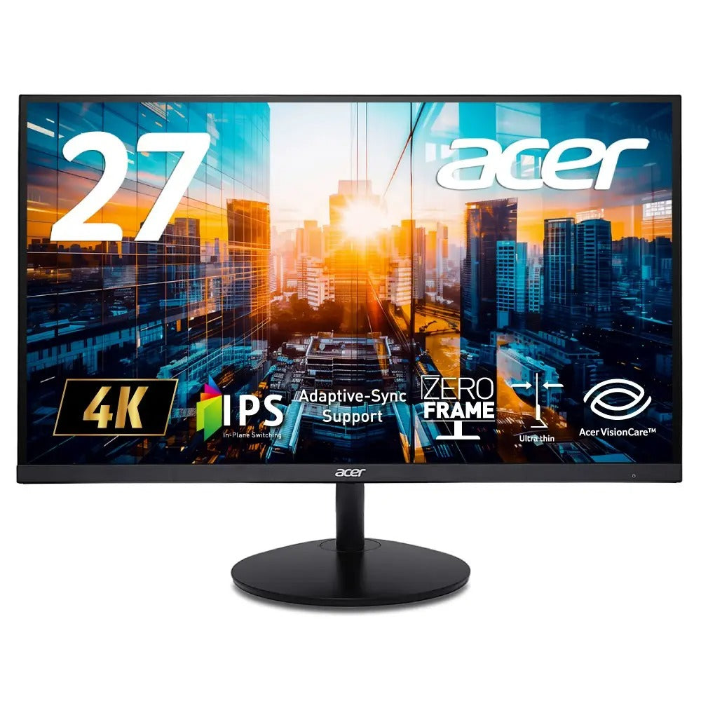 Acer モニター 27インチ 4K UHD 10億7000万色 広視野角 IPS 非光沢 NTSC 72% Adaptive-Sync HDR10 ゼロフレーム 超薄型 HDMI 2.0 DisplayPort v1.4 ブルーライト低減 6軸カラー調整 VESAマウント対応 SA272Kbmiipx