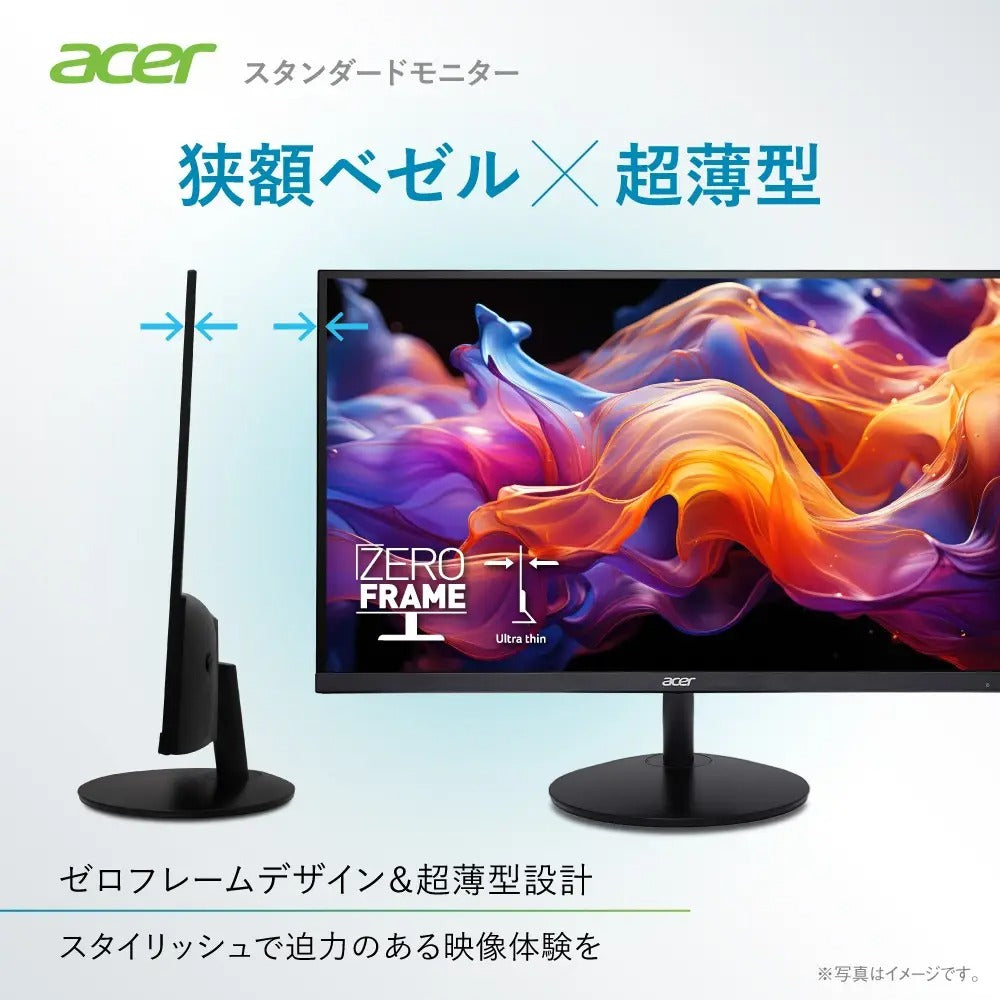 Acer モニター 27インチ 4K UHD 10億7000万色 広視野角 IPS 非光沢 NTSC 72% Adaptive-Sync HDR10 ゼロフレーム 超薄型 HDMI 2.0 DisplayPort v1.4 ブルーライト低減 6軸カラー調整 VESAマウント対応 SA272Kbmiipx