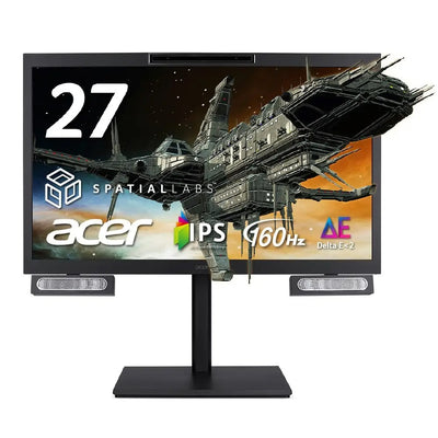 Acer SpatialLabs 裸眼立体視モニター 27インチ 4K UHD IPS 光沢 160Hz DCI-P3 95% Delta E<2 AMD FreeSync Premium HDMI 2.1×1 DisplayPort v1.4×1 スピーカー内蔵 VESAマウント対応 高さ調節機能 ASV27-2P