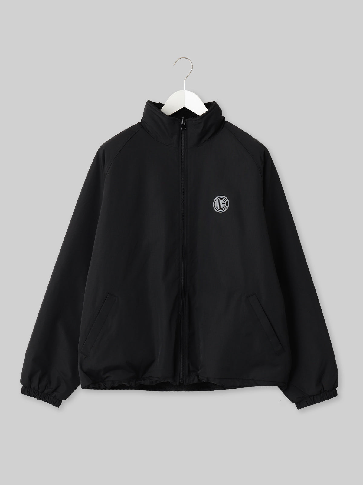 OIDAI リバーシブルボアジャケット サークルロゴ ブラック