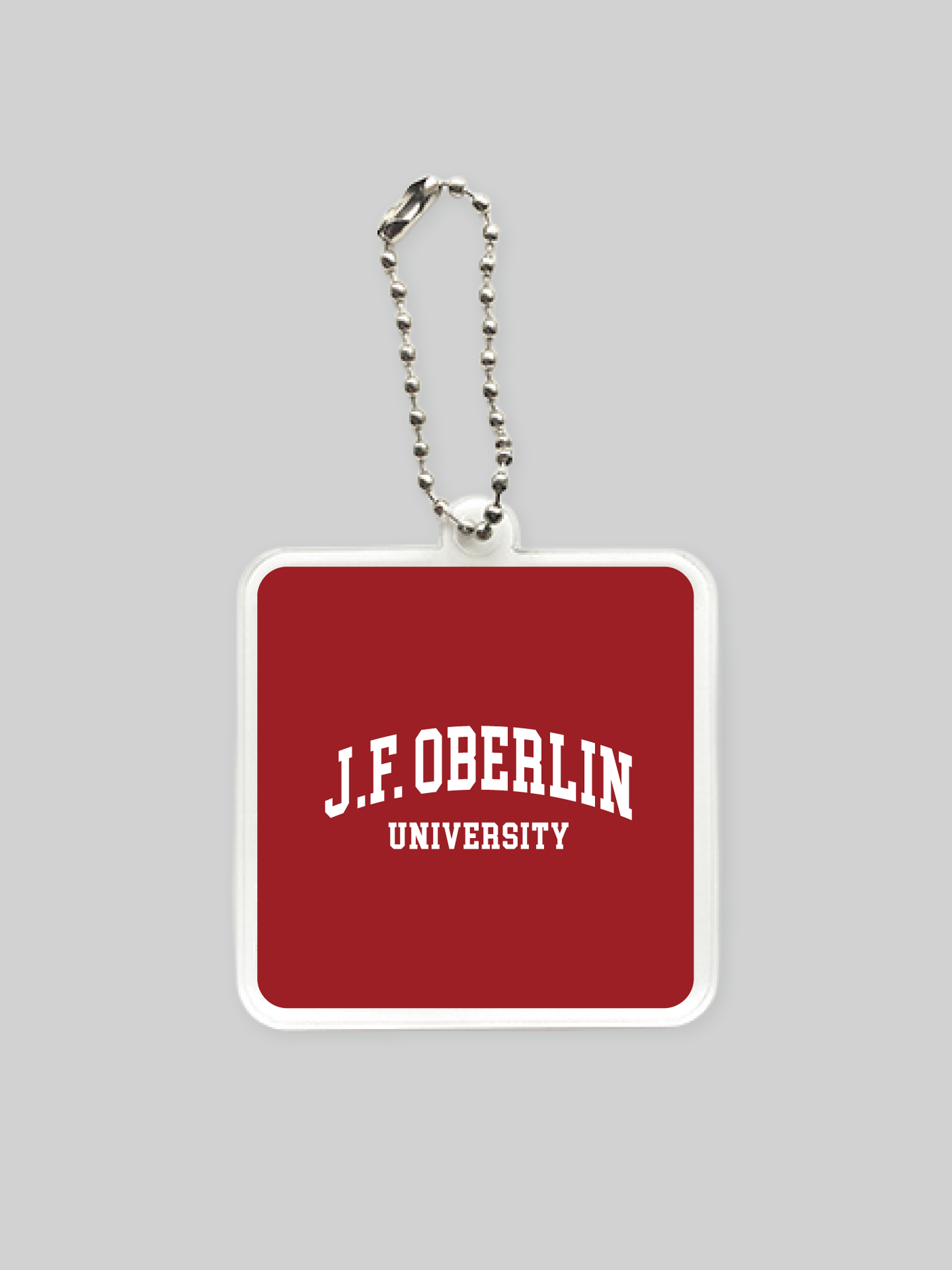 J. F. OBERLINスポーツ アクリルキーホルダー（スクエア） J.F.OBERLINカレッジロゴ バーガンディ