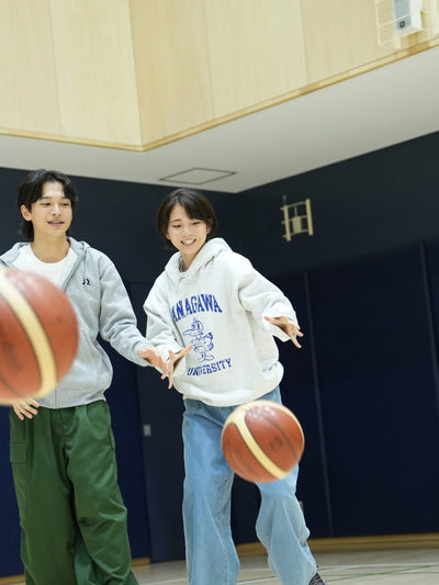 JINDAI ビッグプリントスウェットパーカー JINくん グレー