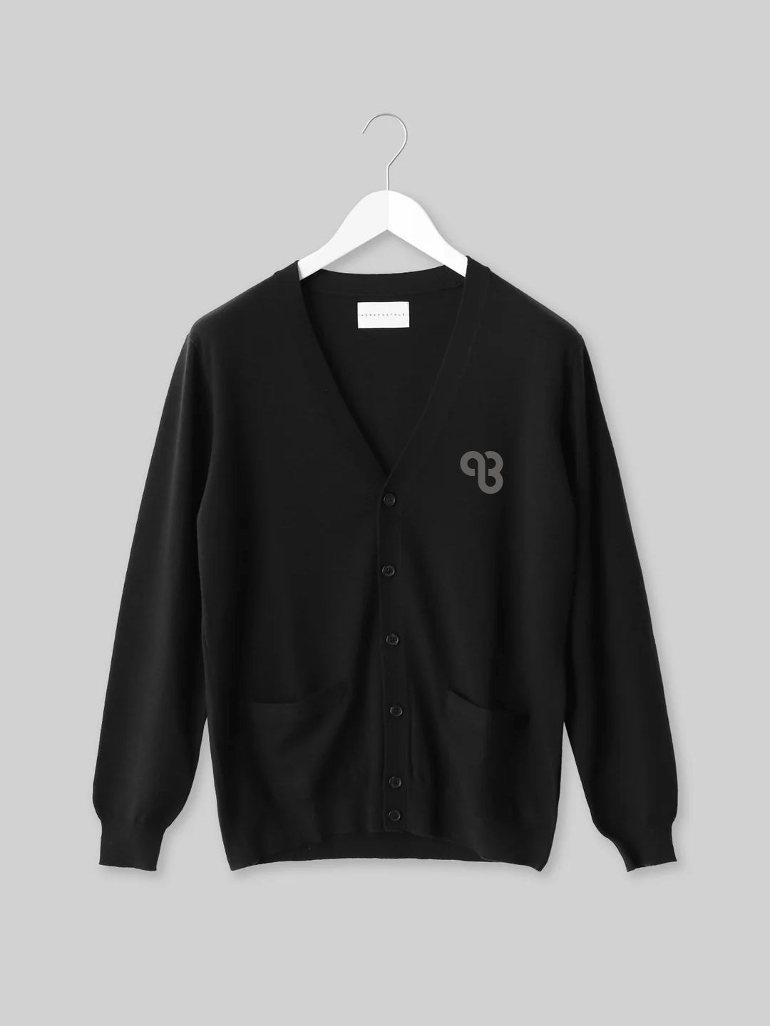 KYUSAN ニットカーディガン キューサンロゴ　ブラック