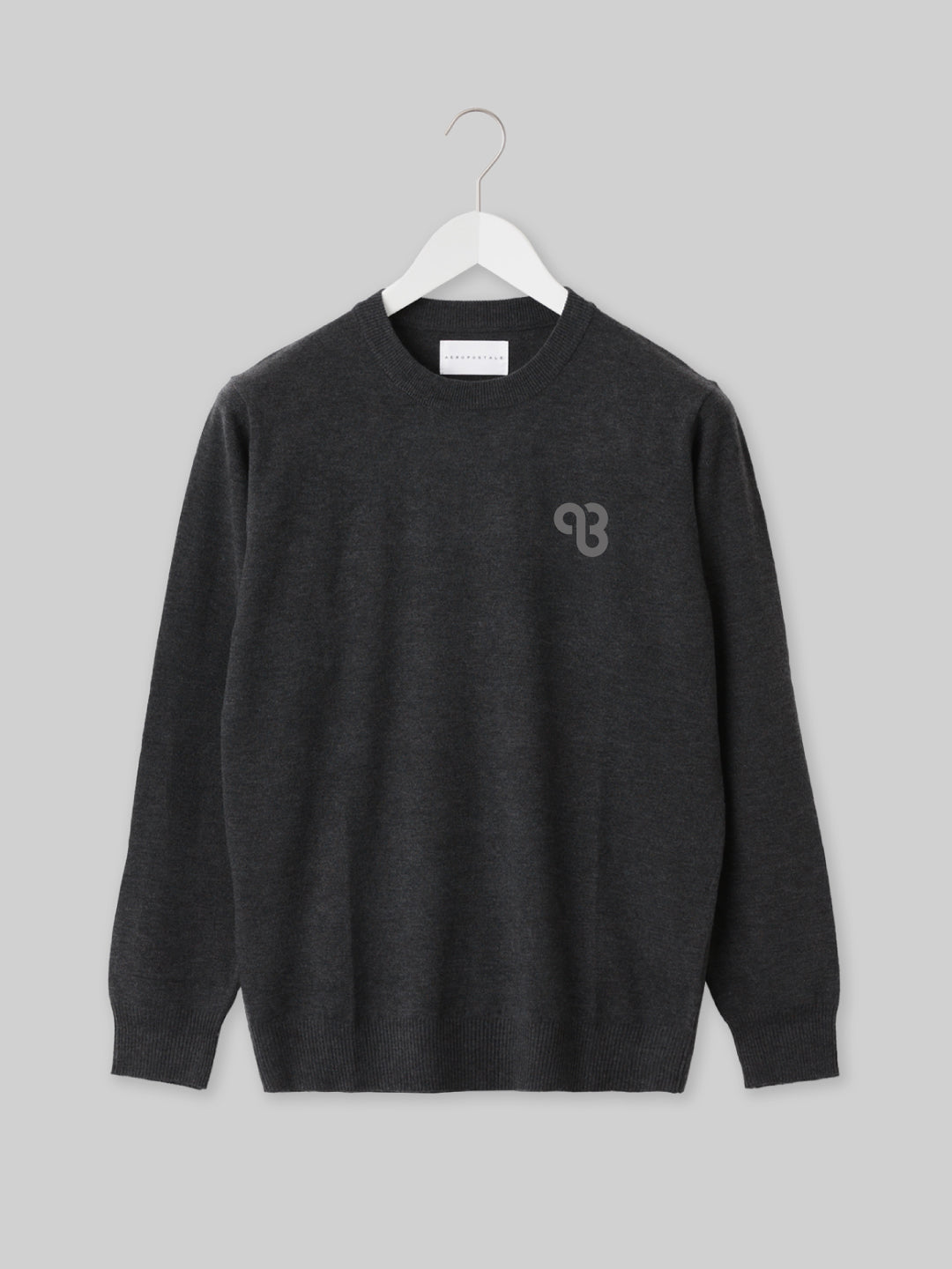 KYUSAN ニットクルーネック  キューサンロゴ　グレー