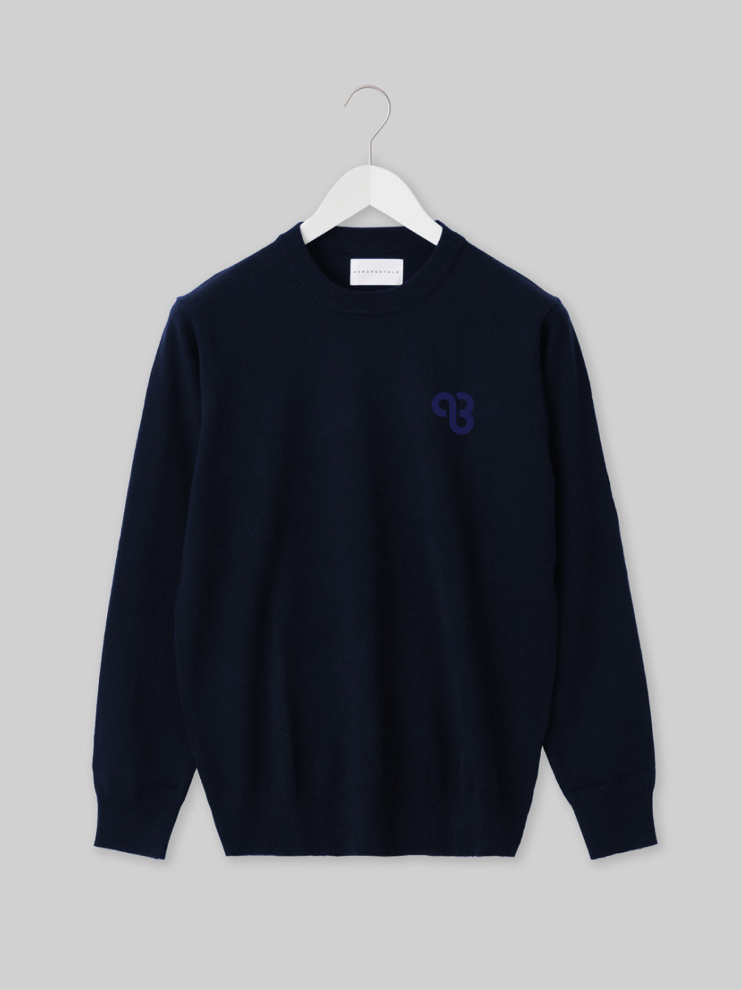 KYUSAN ニットクルーネック  キューサンロゴ　ネイビー