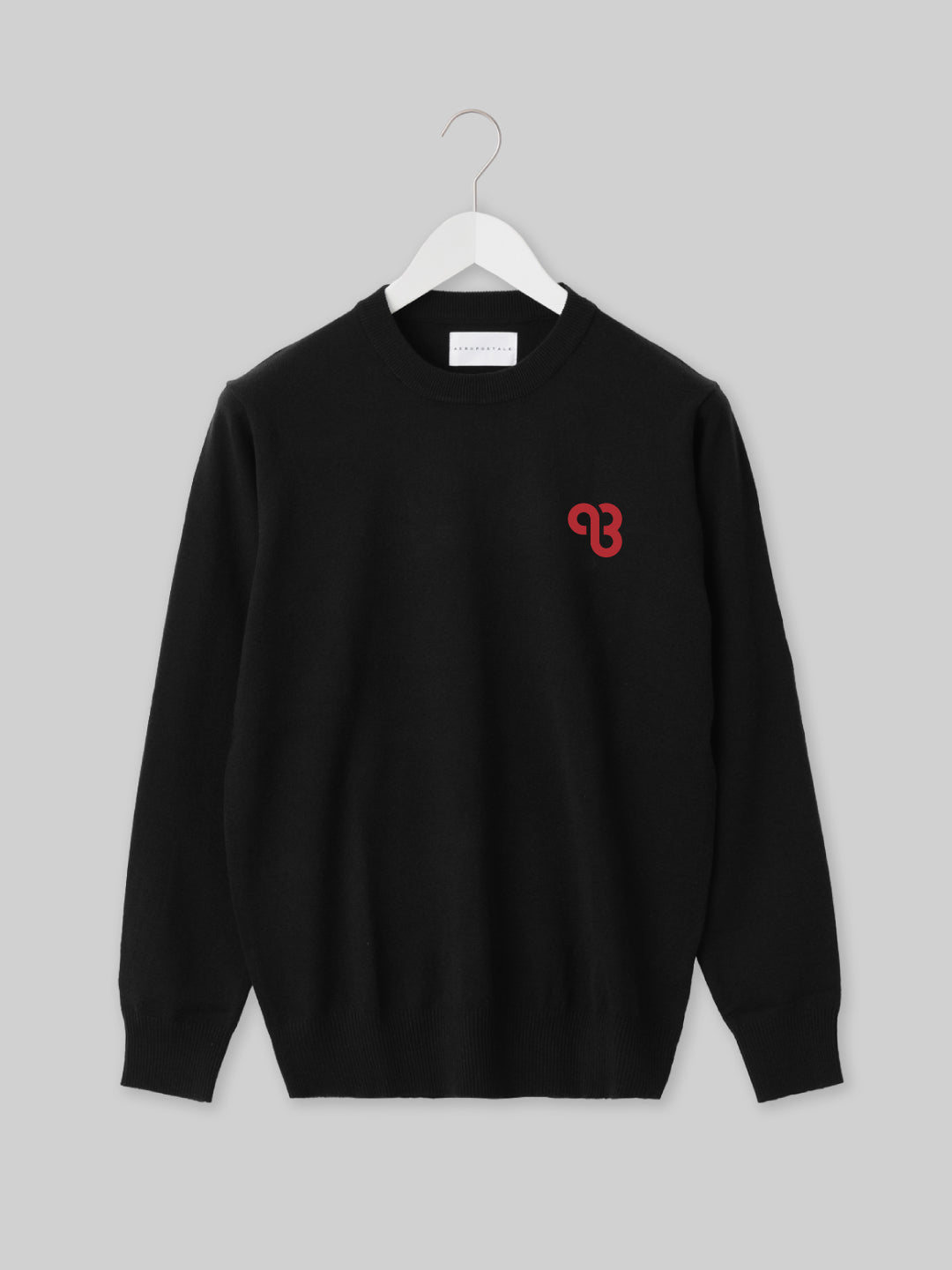 KYUSAN ニットクルーネック  キューサンロゴ　ブラック