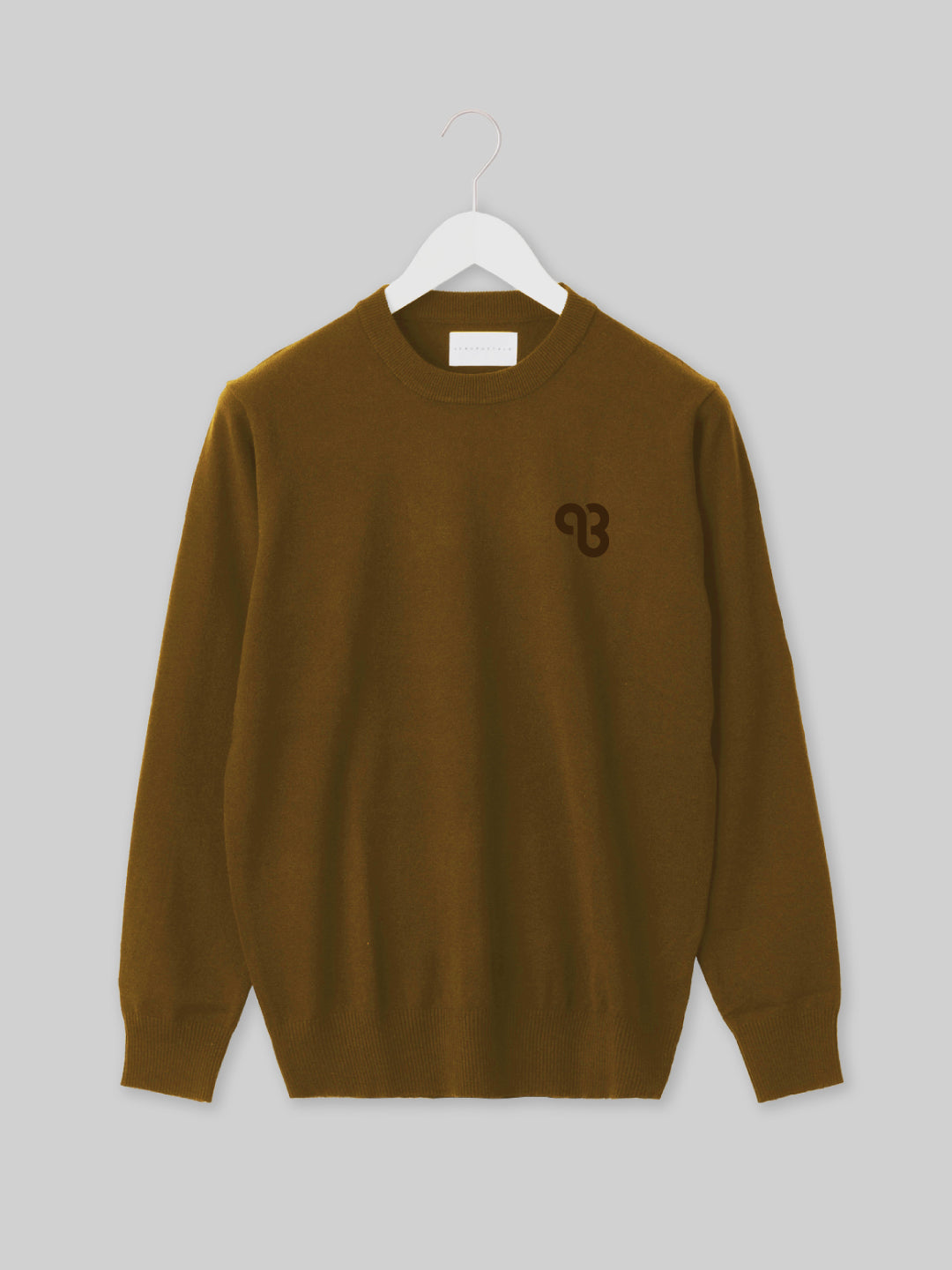 KYUSAN ニットクルーネック  キューサンロゴ　ブラウン