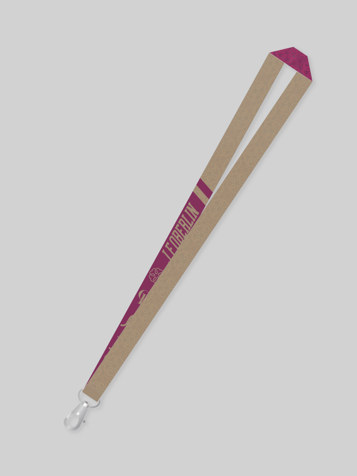 J. F. OBERLIN ネックストラップ コラージュロゴ バーガンディ×ベージュ【11月14日（金）〜11月20日（木）教職員限定割引】