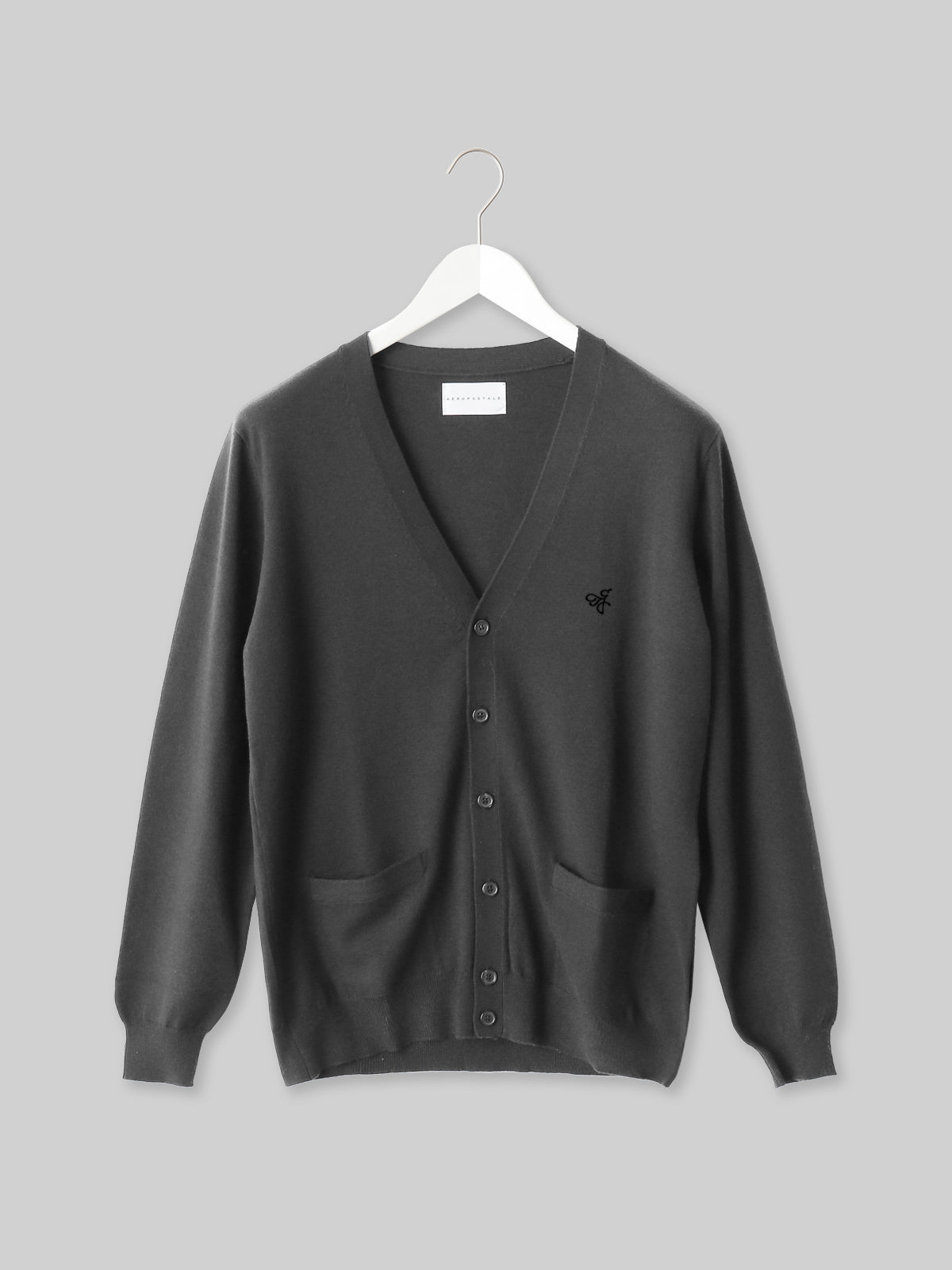 DOKKYO gim knit cardigan with Bretzel logo in black