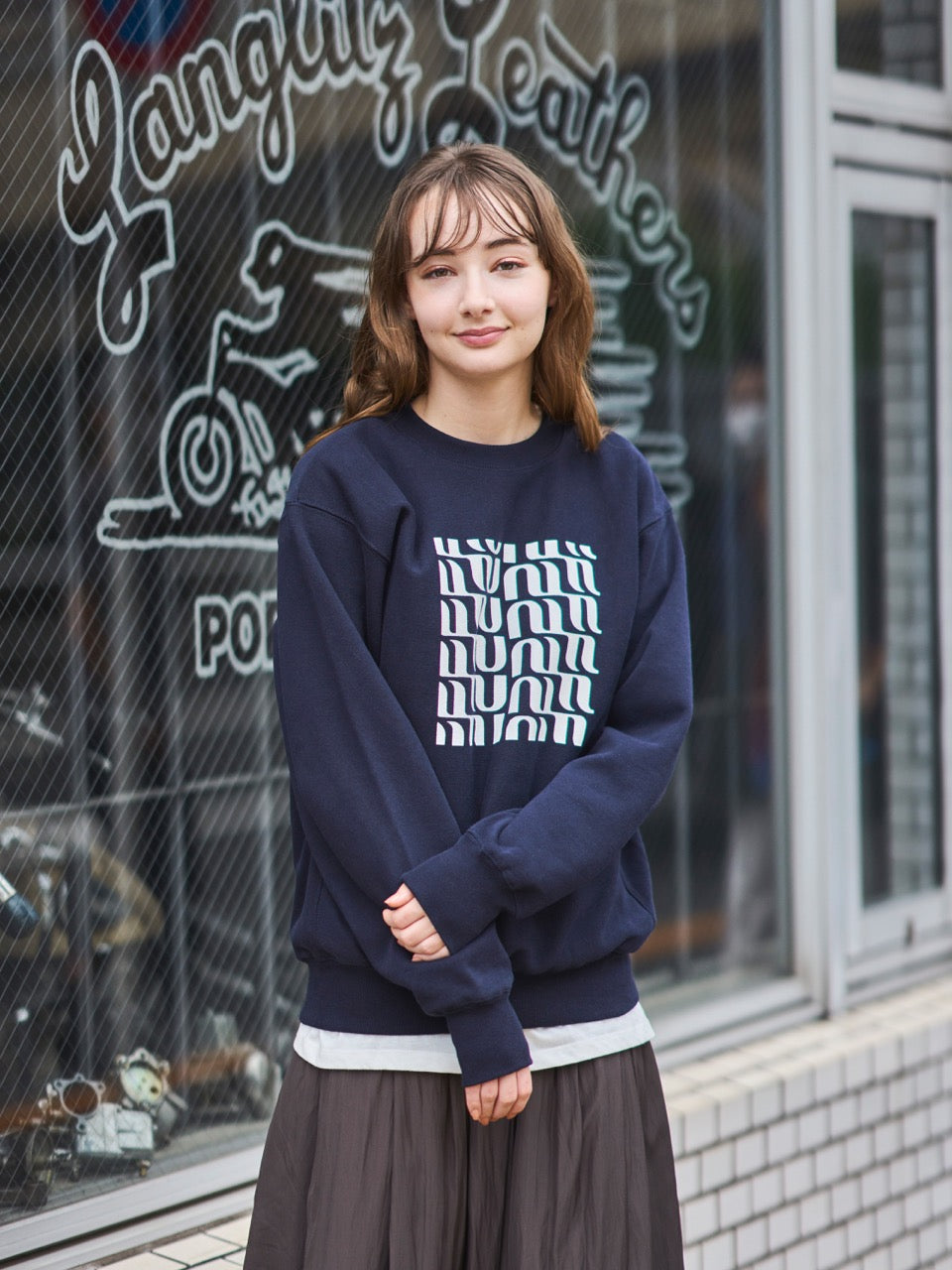 TEIKYO ヘビーウェイトスウェット クルーネック tuロゴ ネイビー TEIKYO ヘビーウェイトスウェット クルーネック tuロゴ ネイビー