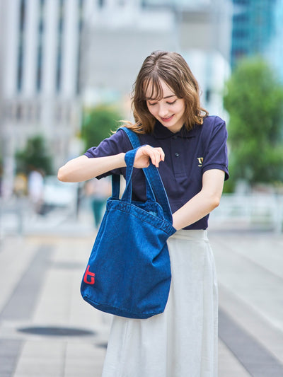 TEIKYO デニムトートバッグ tuロゴ ダークブルー