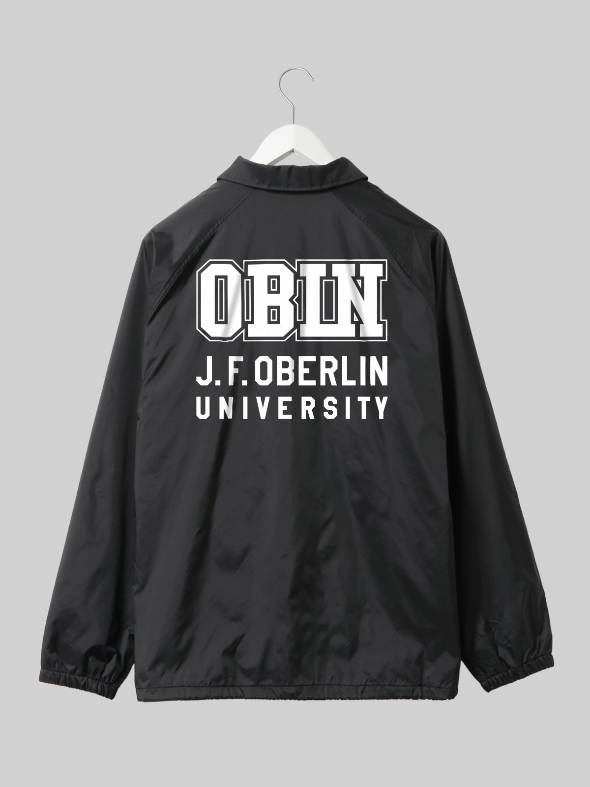 J. F. OBERLIN コーチジャケット OBLNカレッジロゴ ブラック
