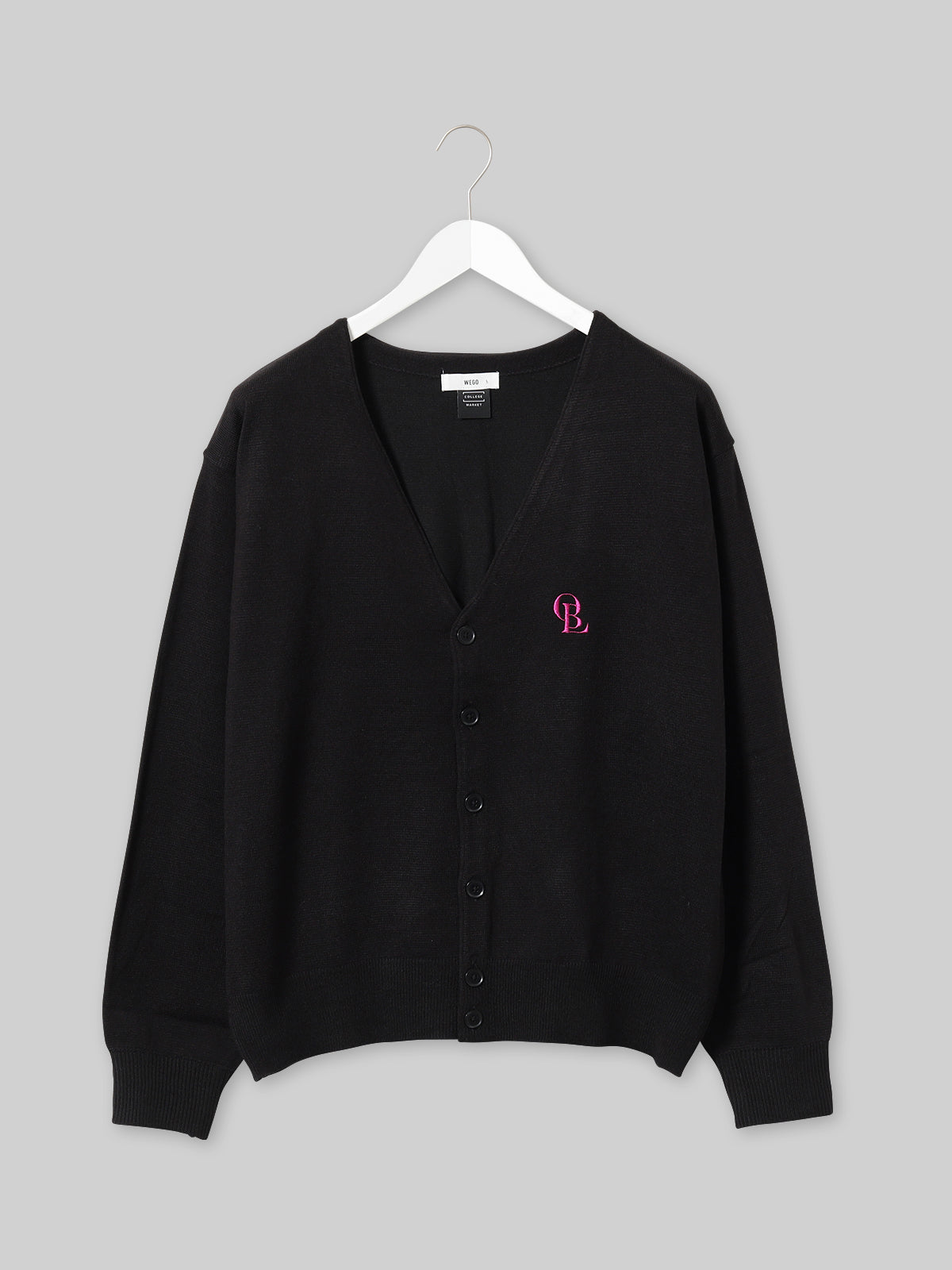 J. F. OBERLIN WEGO ドロップショルダーカーディガン OBLロゴ ブラック