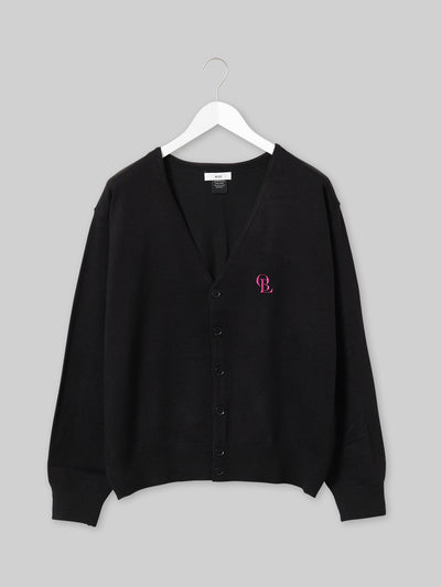 J. F. OBERLIN WEGO ドロップショルダーカーディガン OBLロゴ ブラック