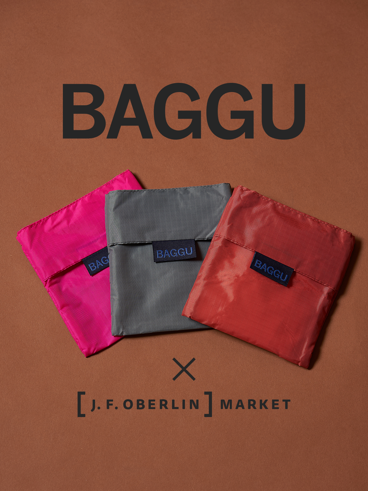JF OBERLIN STANDARD BAGGU Eco Bag JF OBERLIN Logo Cinnamon Apple