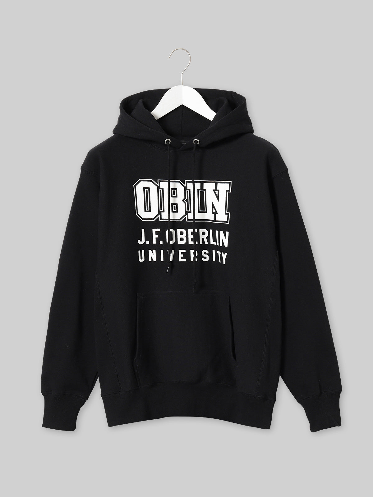 J. F. OBERLIN ヘヴィーウェイトスウェットプルオーバーパーカー OBLNカレッジロゴ ブラック