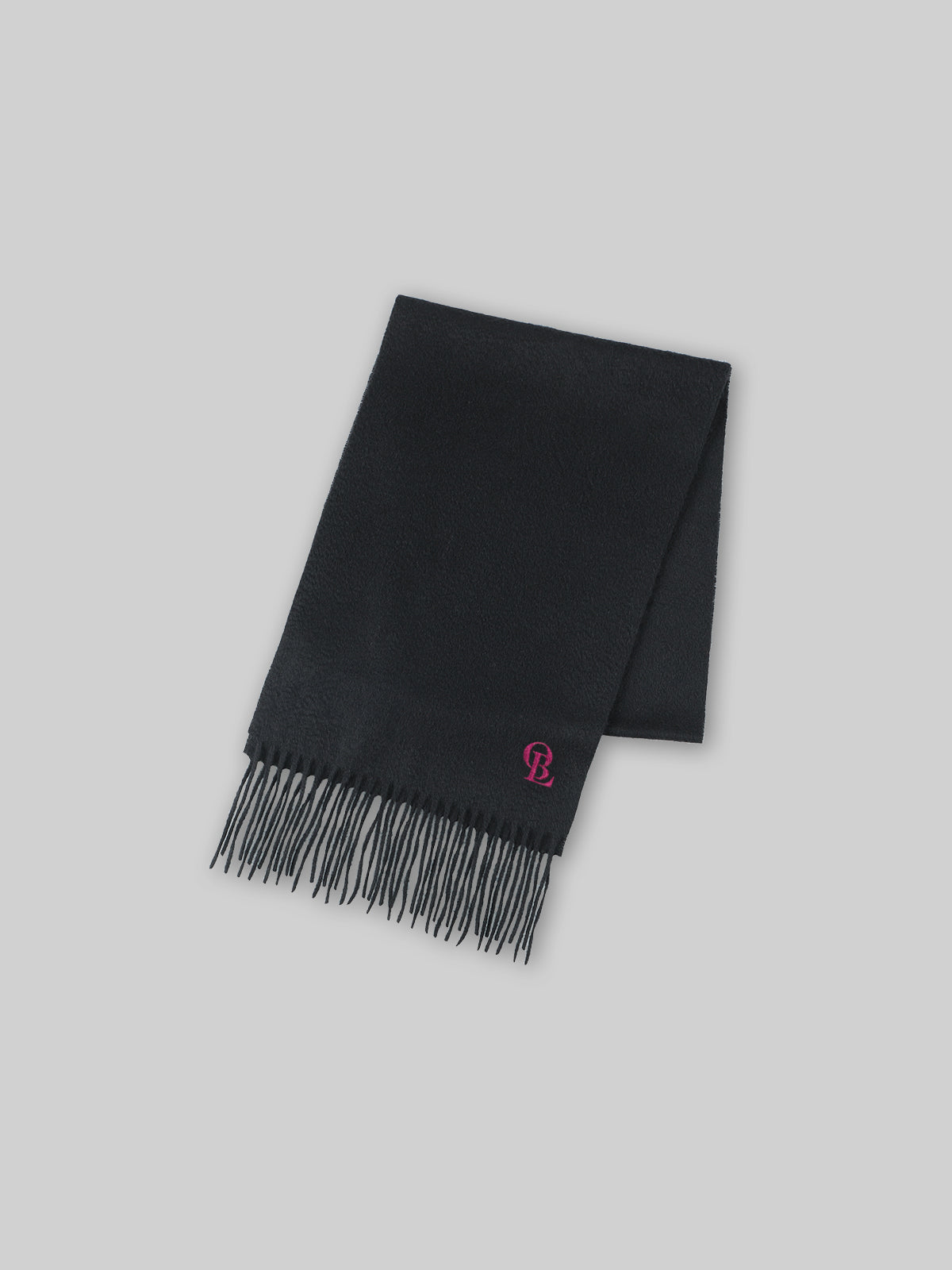 J. F. OBERLIN カシミアマフラー OBLロゴ ブラック